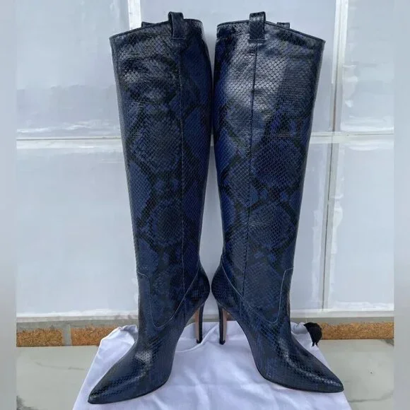 Veronica Beard Wyn Snake-Embossed Leather Boots size 6.5 - Picture 4 of 12